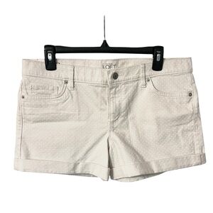 Loft Ann Taylor White Polka Dot Textured Shorts New Size 8